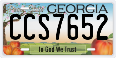 GA license plate CCS7652