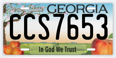 GA license plate CCS7653