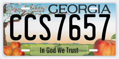 GA license plate CCS7657