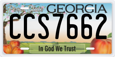 GA license plate CCS7662