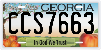 GA license plate CCS7663