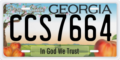 GA license plate CCS7664