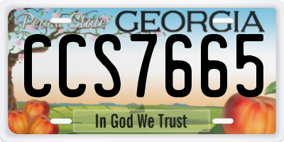 GA license plate CCS7665