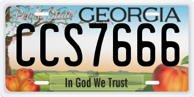 GA license plate CCS7666