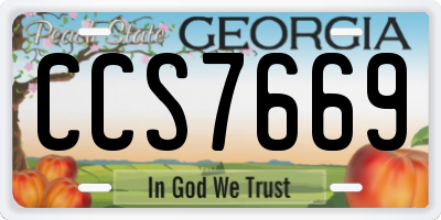 GA license plate CCS7669