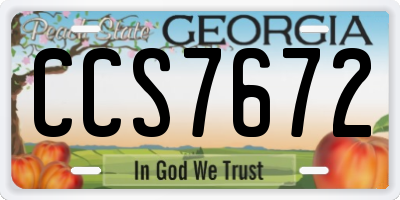 GA license plate CCS7672