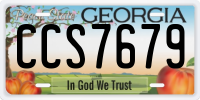 GA license plate CCS7679