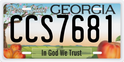 GA license plate CCS7681
