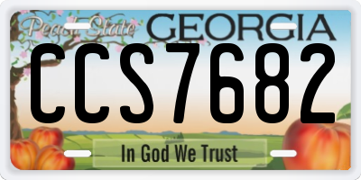 GA license plate CCS7682