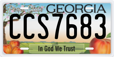 GA license plate CCS7683