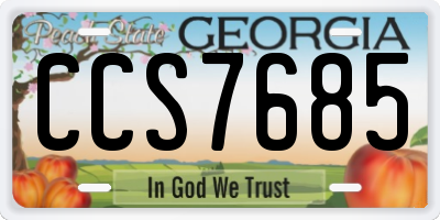 GA license plate CCS7685