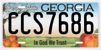 GA license plate CCS7686