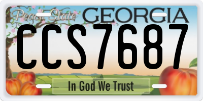 GA license plate CCS7687