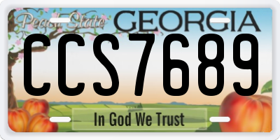 GA license plate CCS7689