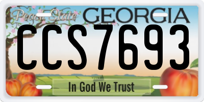 GA license plate CCS7693