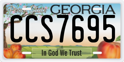 GA license plate CCS7695