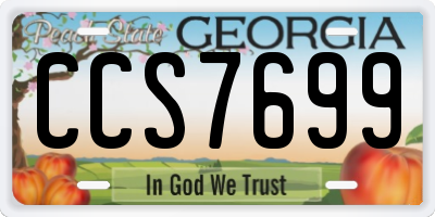 GA license plate CCS7699