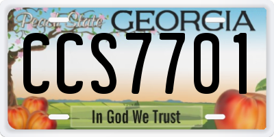 GA license plate CCS7701