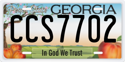 GA license plate CCS7702