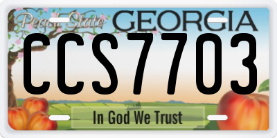 GA license plate CCS7703