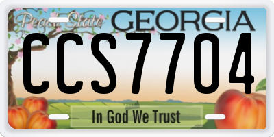 GA license plate CCS7704