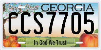 GA license plate CCS7705