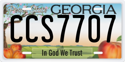 GA license plate CCS7707