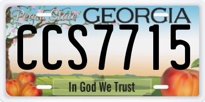 GA license plate CCS7715