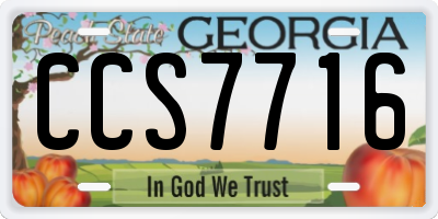 GA license plate CCS7716