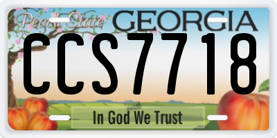 GA license plate CCS7718