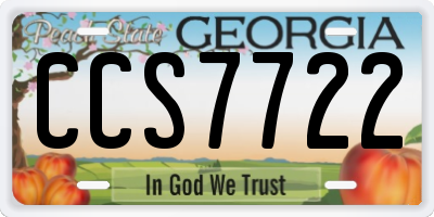 GA license plate CCS7722