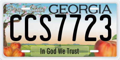 GA license plate CCS7723