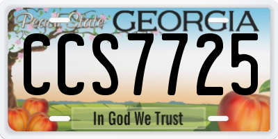 GA license plate CCS7725