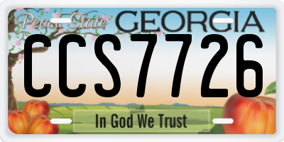 GA license plate CCS7726
