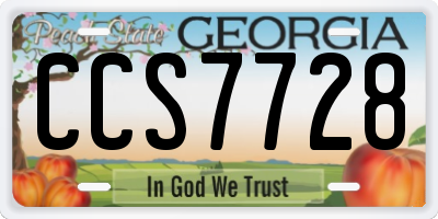 GA license plate CCS7728