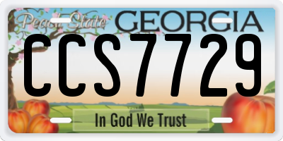 GA license plate CCS7729