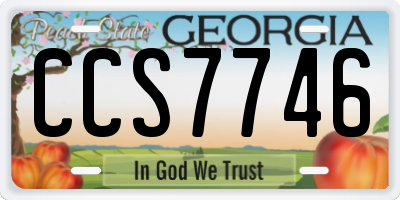 GA license plate CCS7746