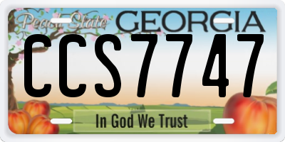 GA license plate CCS7747