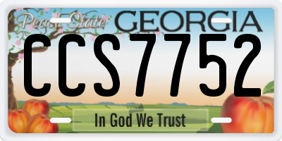 GA license plate CCS7752