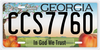 GA license plate CCS7760