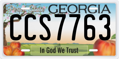 GA license plate CCS7763