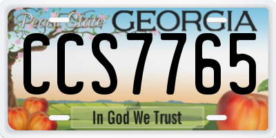 GA license plate CCS7765