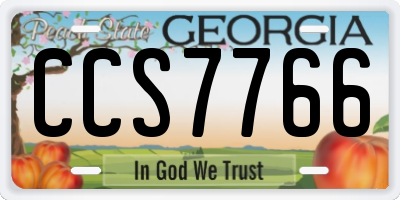 GA license plate CCS7766