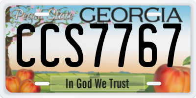 GA license plate CCS7767