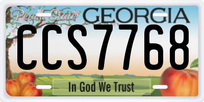 GA license plate CCS7768
