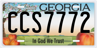 GA license plate CCS7772