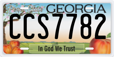 GA license plate CCS7782