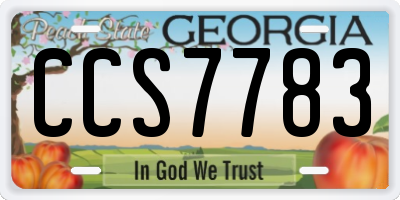 GA license plate CCS7783