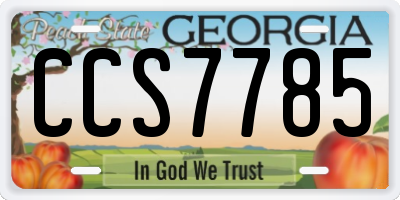 GA license plate CCS7785