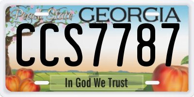 GA license plate CCS7787